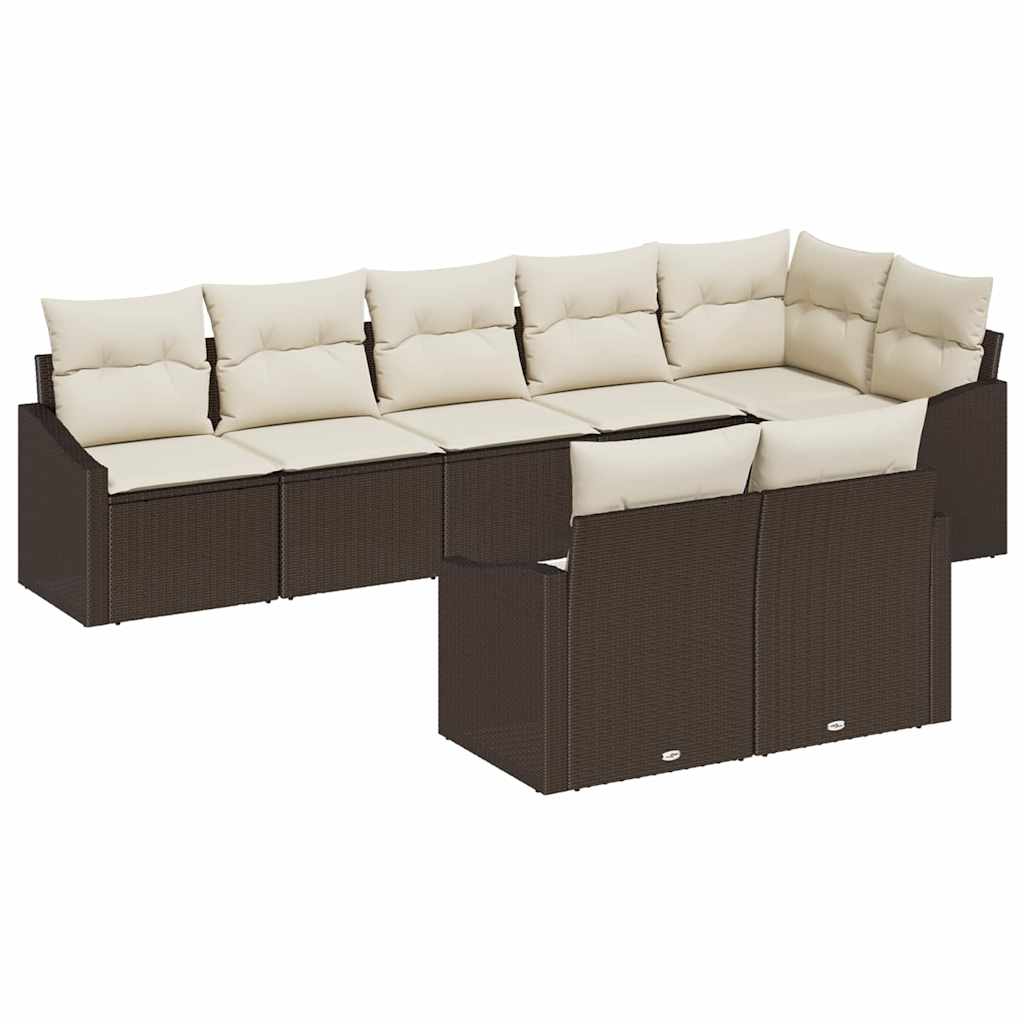 Ensemble de Canapés avec coussin 8 pcs Marron polyrotin