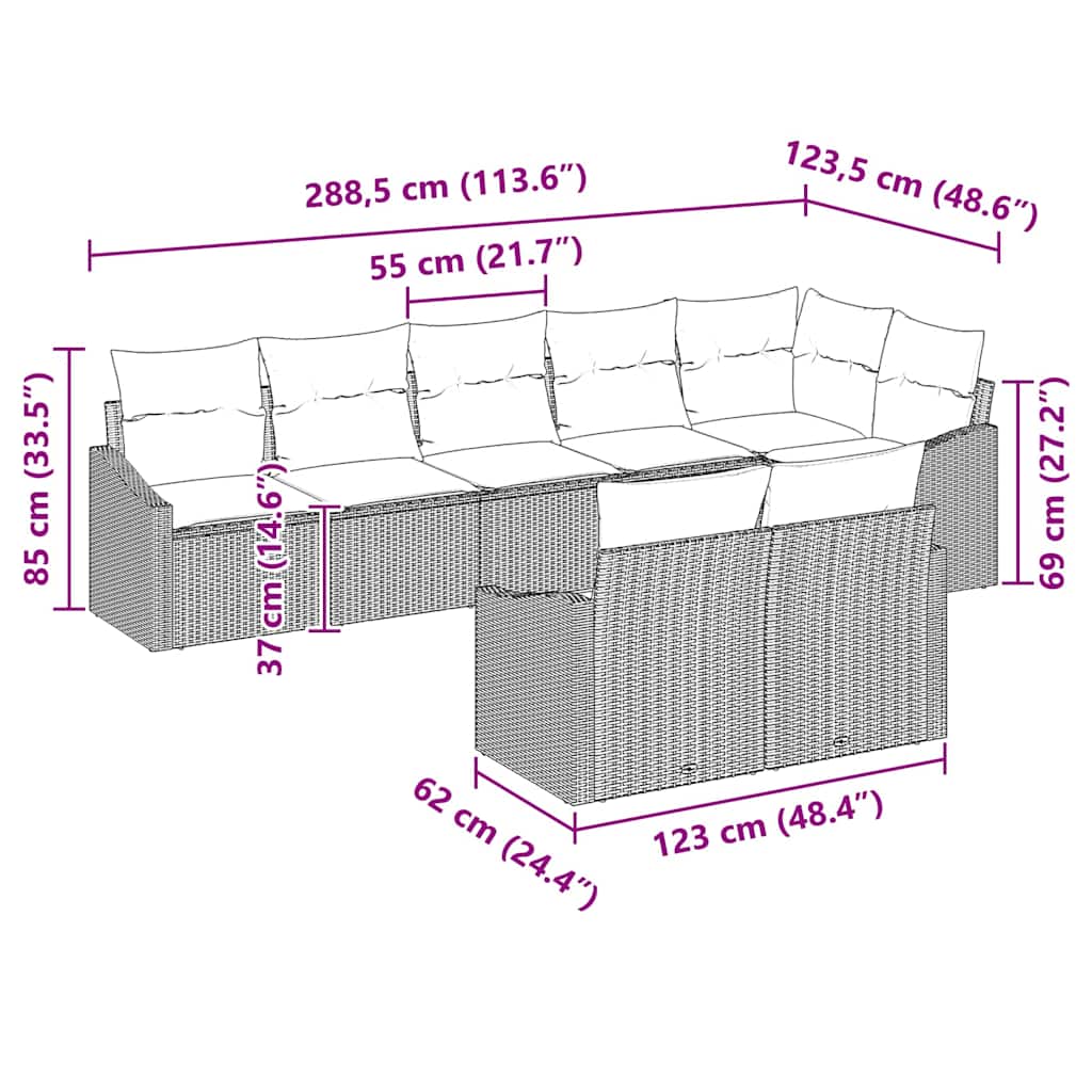 Ensemble de Canapés avec coussin 8 pcs Noir polyrotin