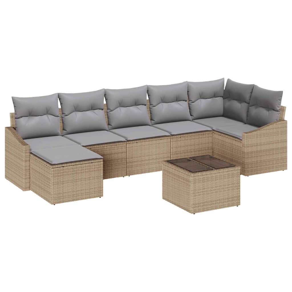 Ensemble de Canapés avec coussin 8 pcs Beige polyrotin - XIOS