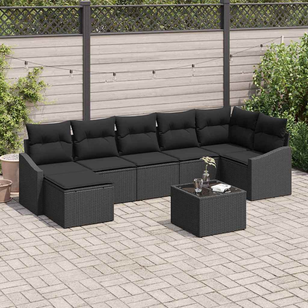 Ensemble de Canapés avec coussin 8 pcs Noir polyrotin - XIOS