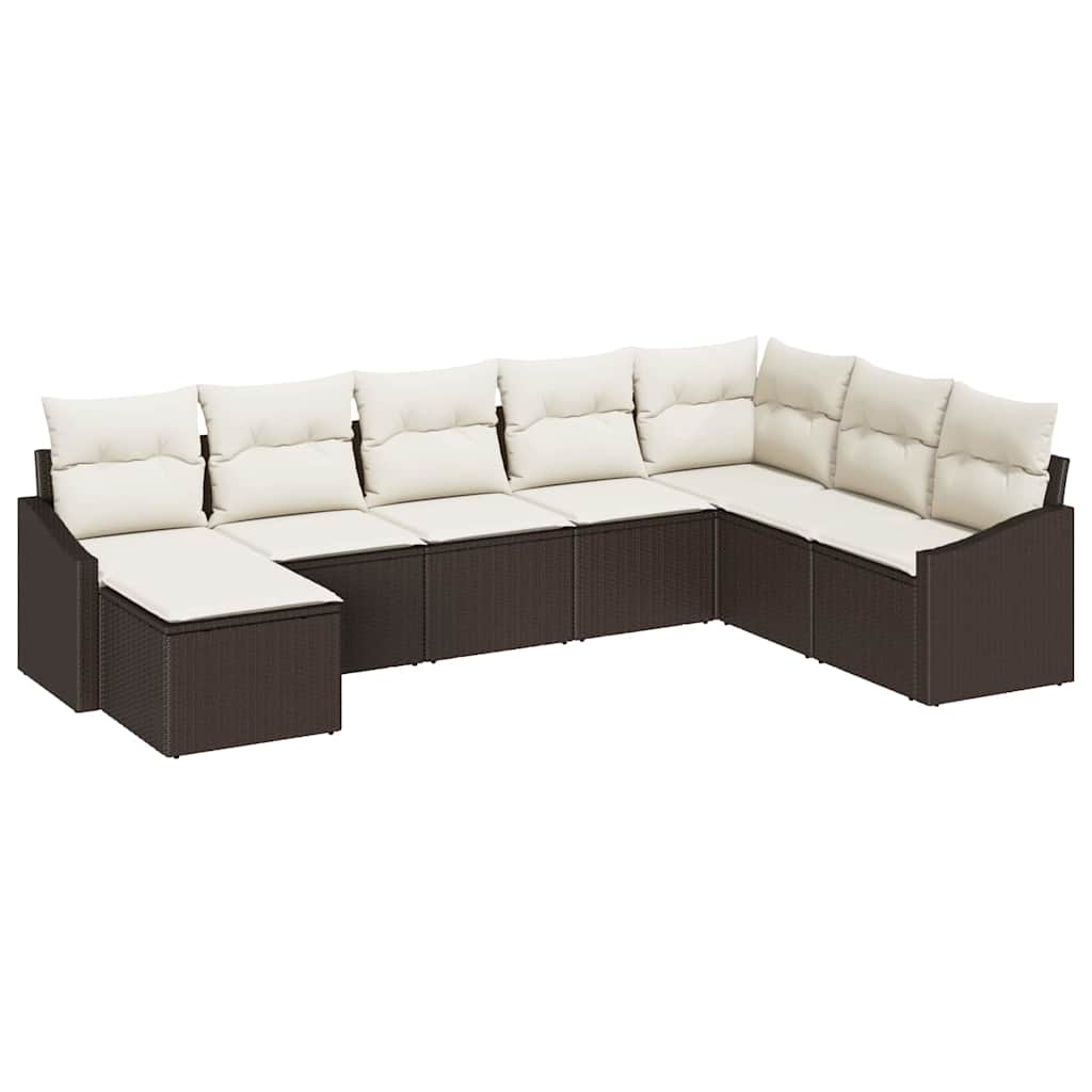 Ensemble de Canapés avec coussin 8 pcs Marron polyrotin