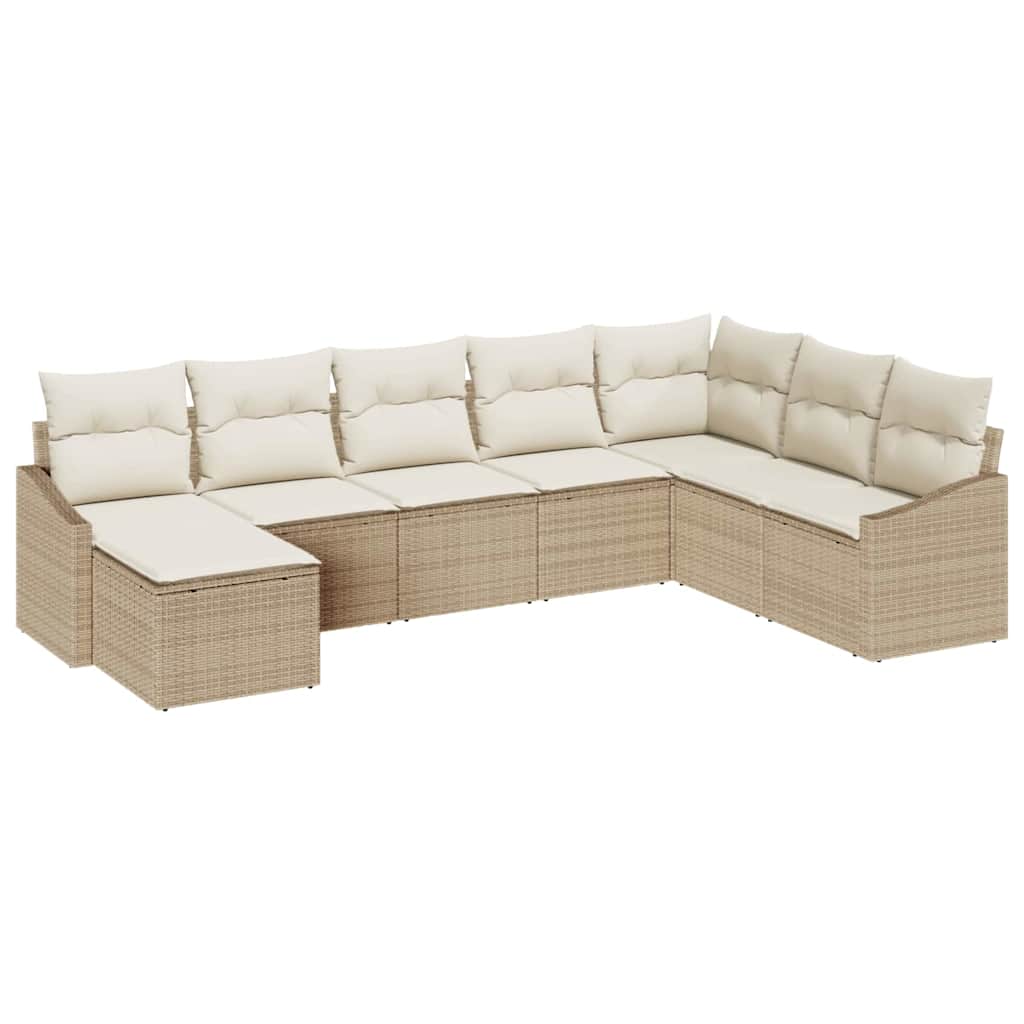 Ensemble de Canapés avec coussin 8 pcs Beige polyrotin