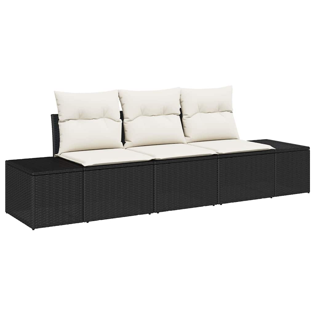 Ensemble de Canapés avec coussin 3 pcs Noir polyrotin - XIOS