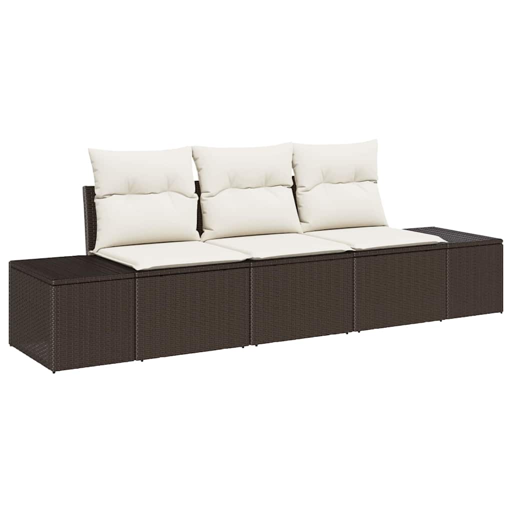Ensemble de Canapés avec coussin 3 pcs Marron polyrotin - XIOS