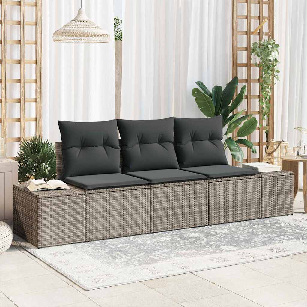 Ensemble de Canapés avec coussin 3 pcs Gris polyrotin - XIOS