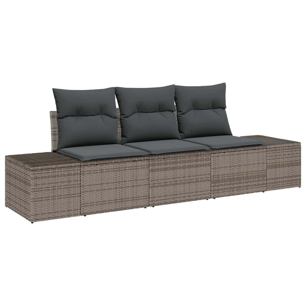 Ensemble de Canapés avec coussin 3 pcs Gris polyrotin - XIOS