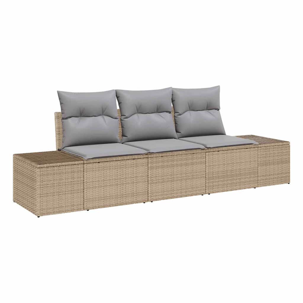 Ensemble de Canapés avec coussin 3 pcs Beige polyrotin
