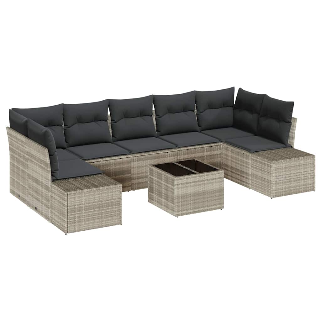 Ensemble de canapé de jardin 8 pcs Gris clair polyrotin