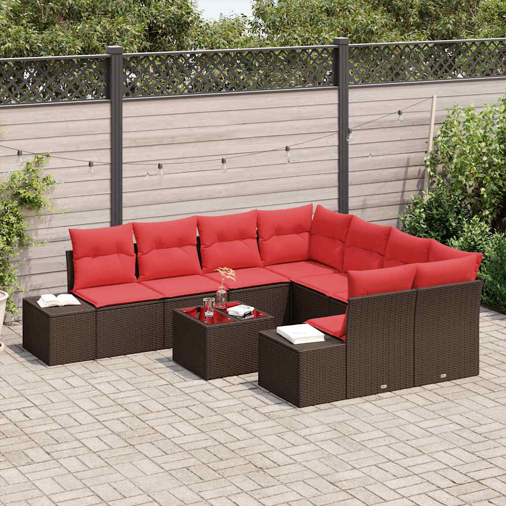 Ensemble de canapé de jardin 9 pcs Marron polyrotin - XIOS