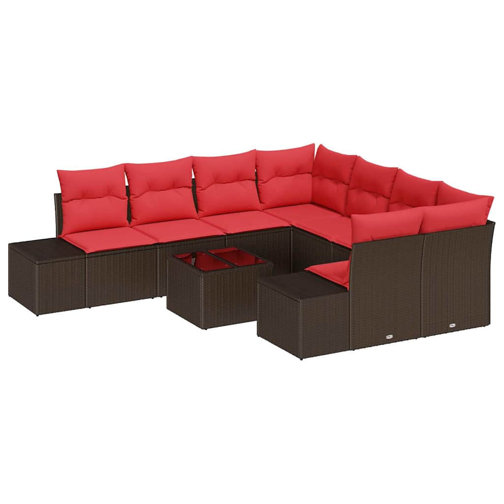Ensemble de canapé de jardin 9 pcs Marron polyrotin - XIOS