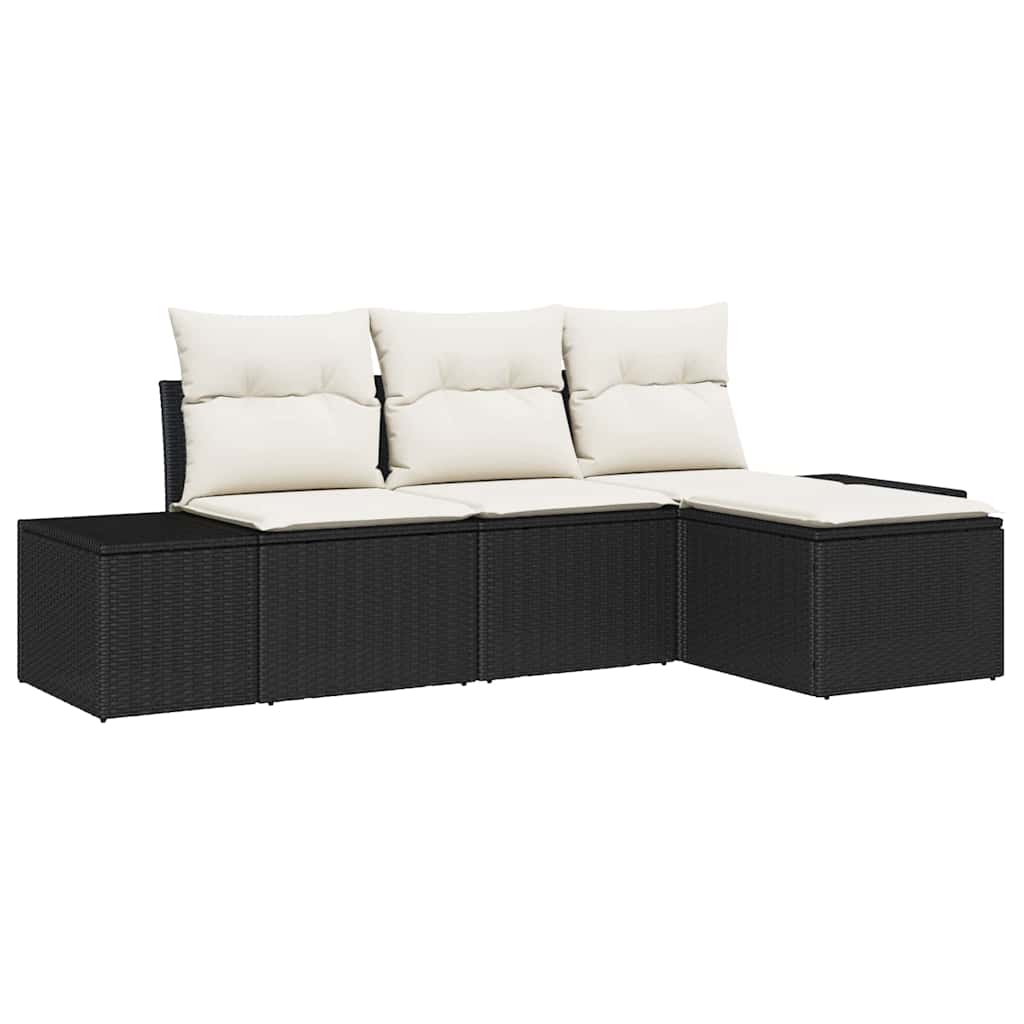 Ensemble de canapé de jardin avec coussin 4 pcs Noir polyrotin - XIOS
