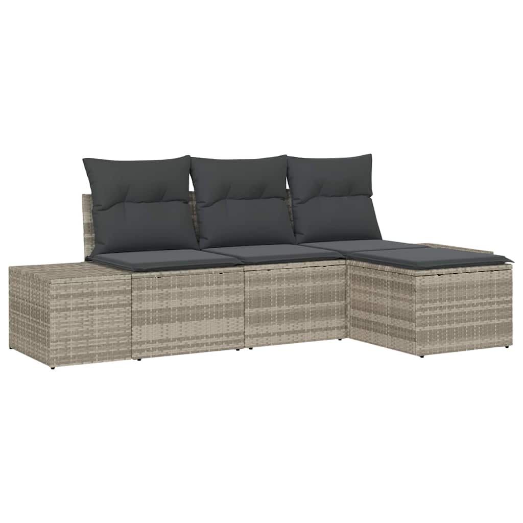 Ensemble de canapé de jardin 4 pcs Gris clair polyrotin