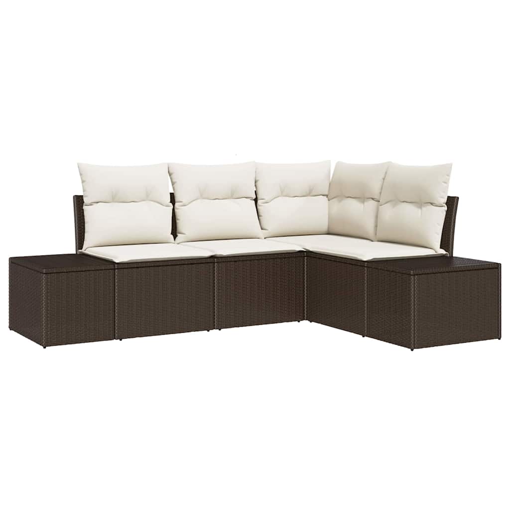 Ensemble de canapé de jardin 4 pcs Marron polyrotin