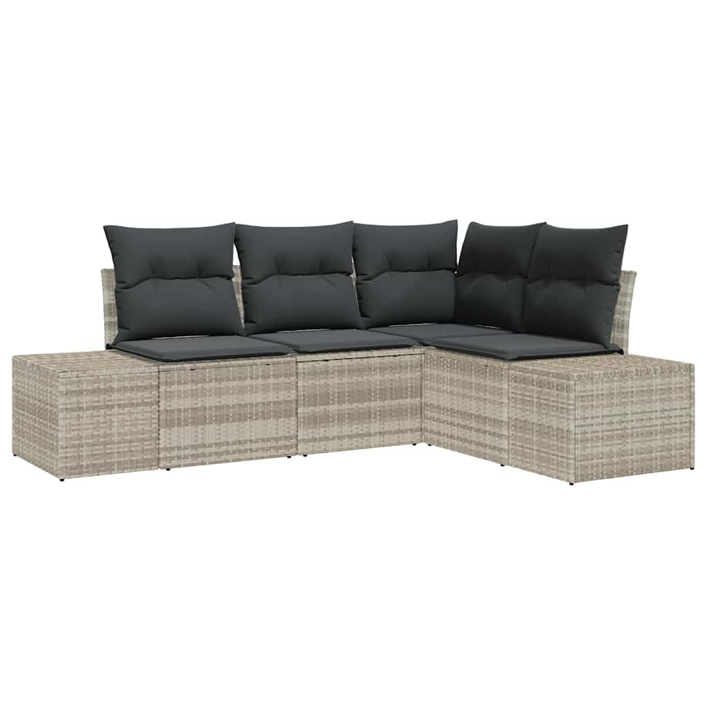 Ensemble de canapé de jardin 4 pcs Gris clair polyrotin