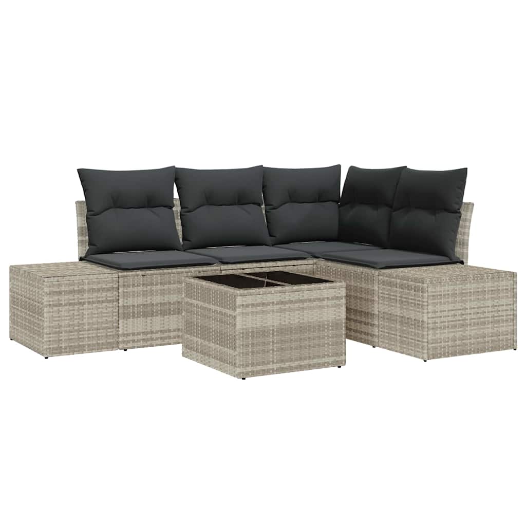 Ensemble de canapé de jardin 5 pcs Gris clair polyrotin
