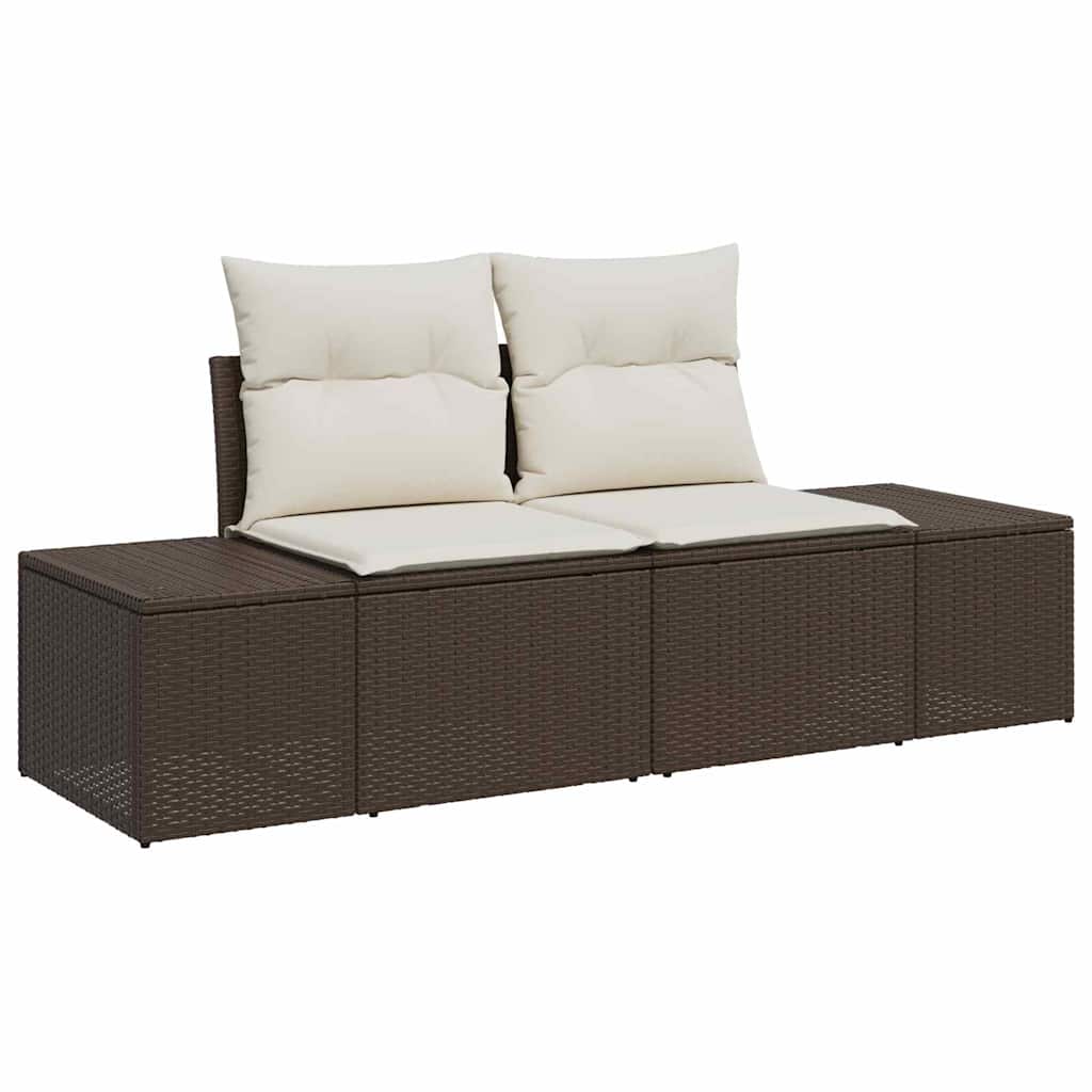 Ensemble de canapé de jardin 5 pcs Marron polyrotin