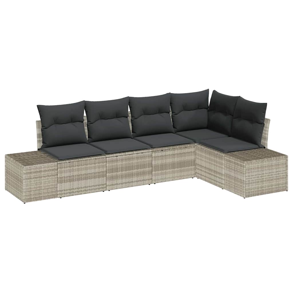 Ensemble de canapé de jardin 5 pcs Gris clair polyrotin