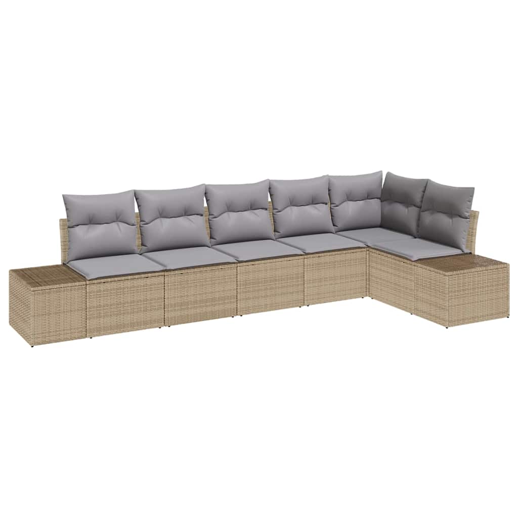 Ensemble de canapé de jardin 6 pcs Beige et gris polyrotin