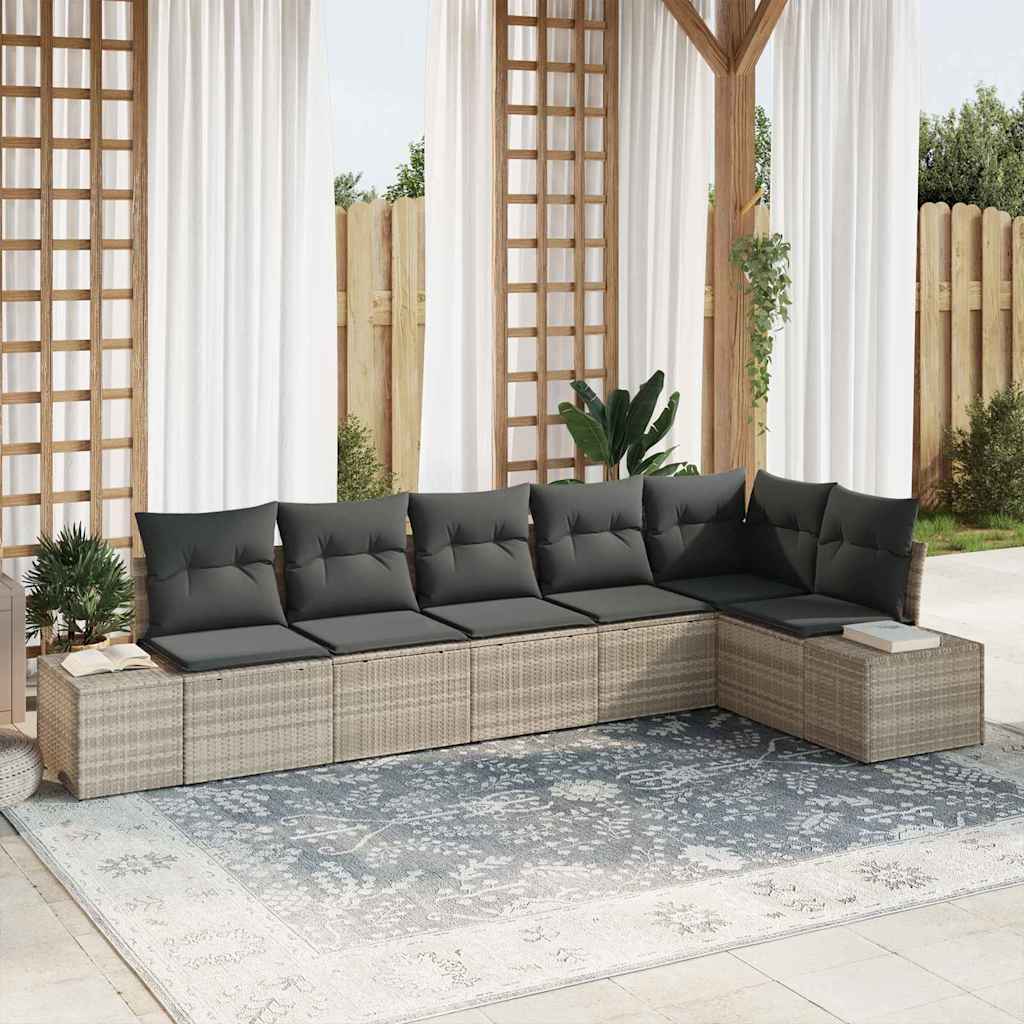 Ensemble de canapé de jardin 6 pcs Gris clair polyrotin