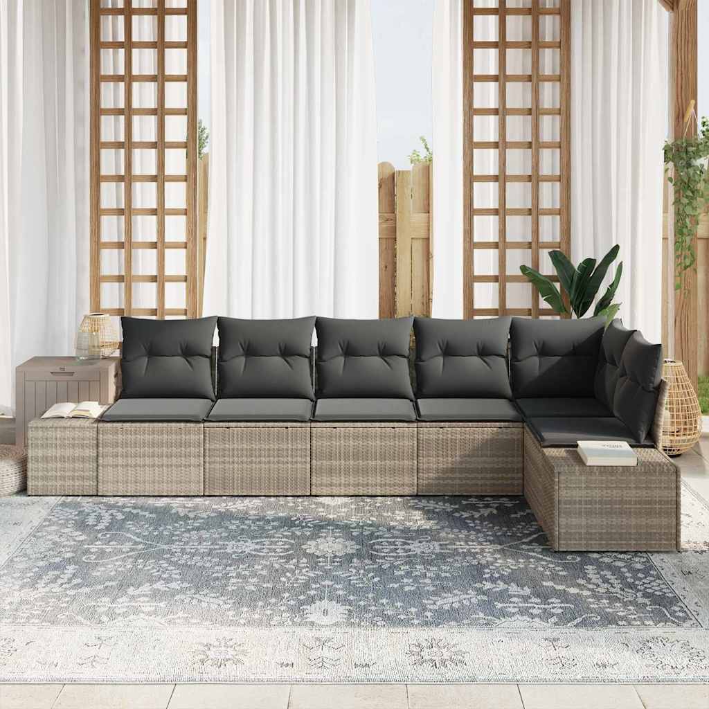 Ensemble de canapé de jardin 6 pcs Gris clair polyrotin