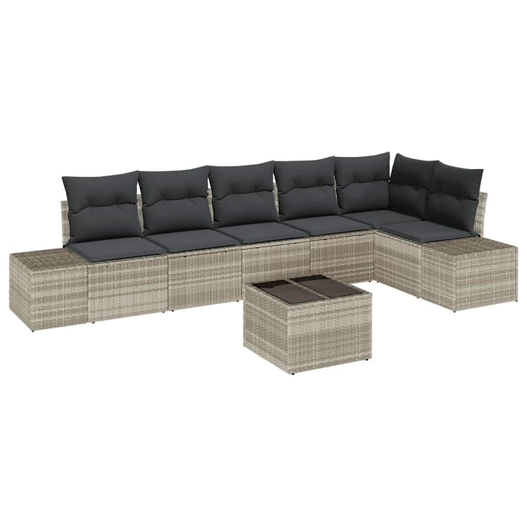 Ensemble de canapé de jardin 7 pcs Gris clair polyrotin - XIOS
