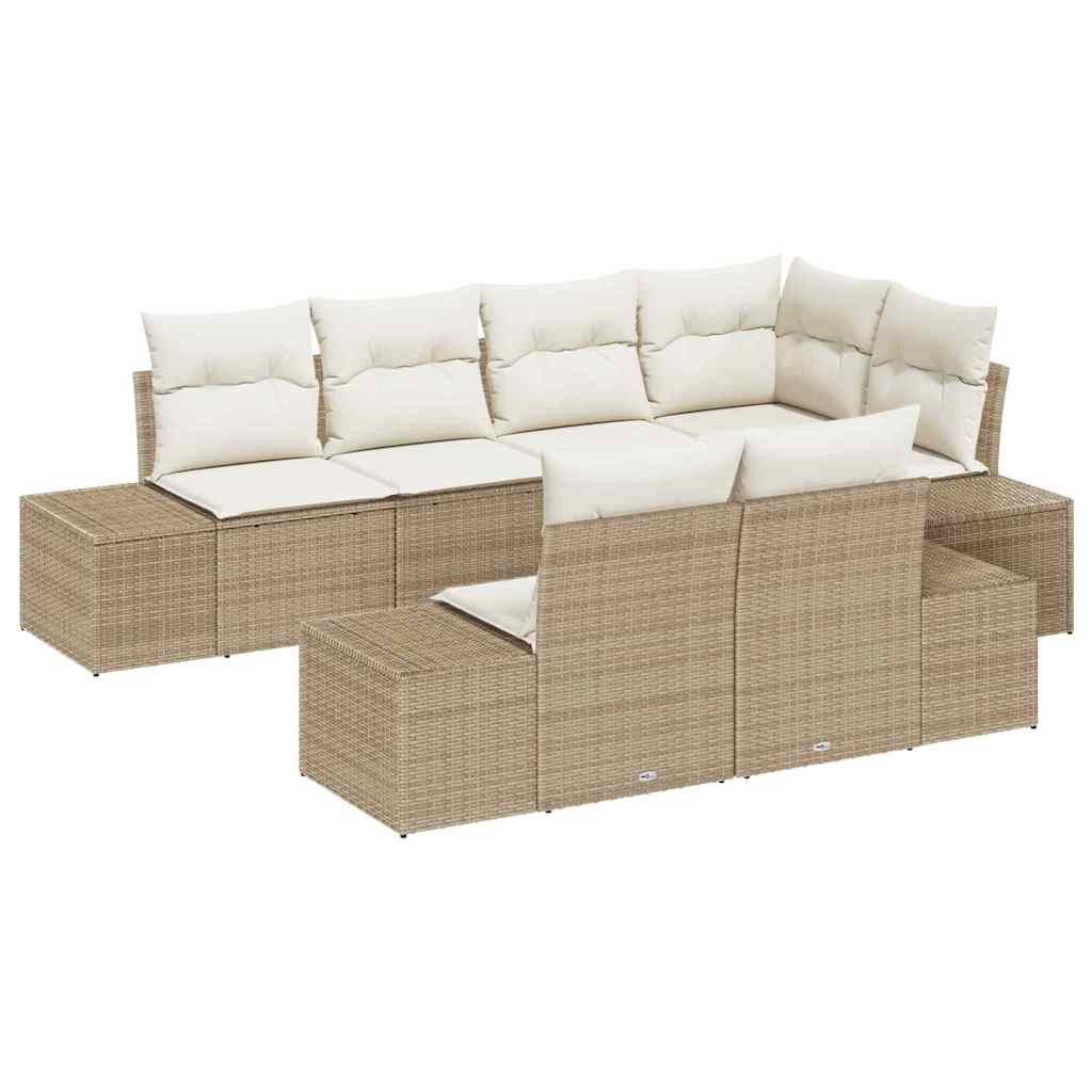 Ensemble de canapé de jardin 7 pcs Beige et crème polyrotin