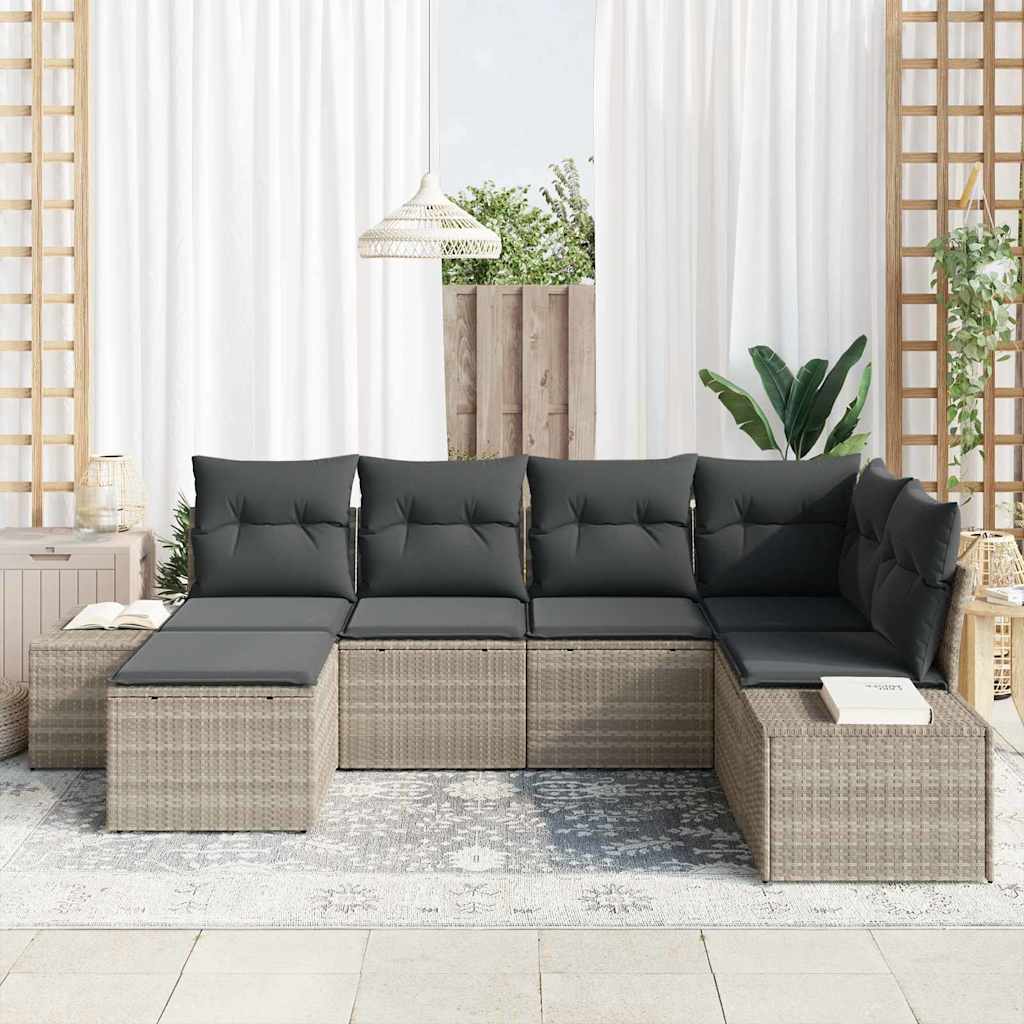 Ensemble de canapé de jardin 6 pcs Gris clair polyrotin
