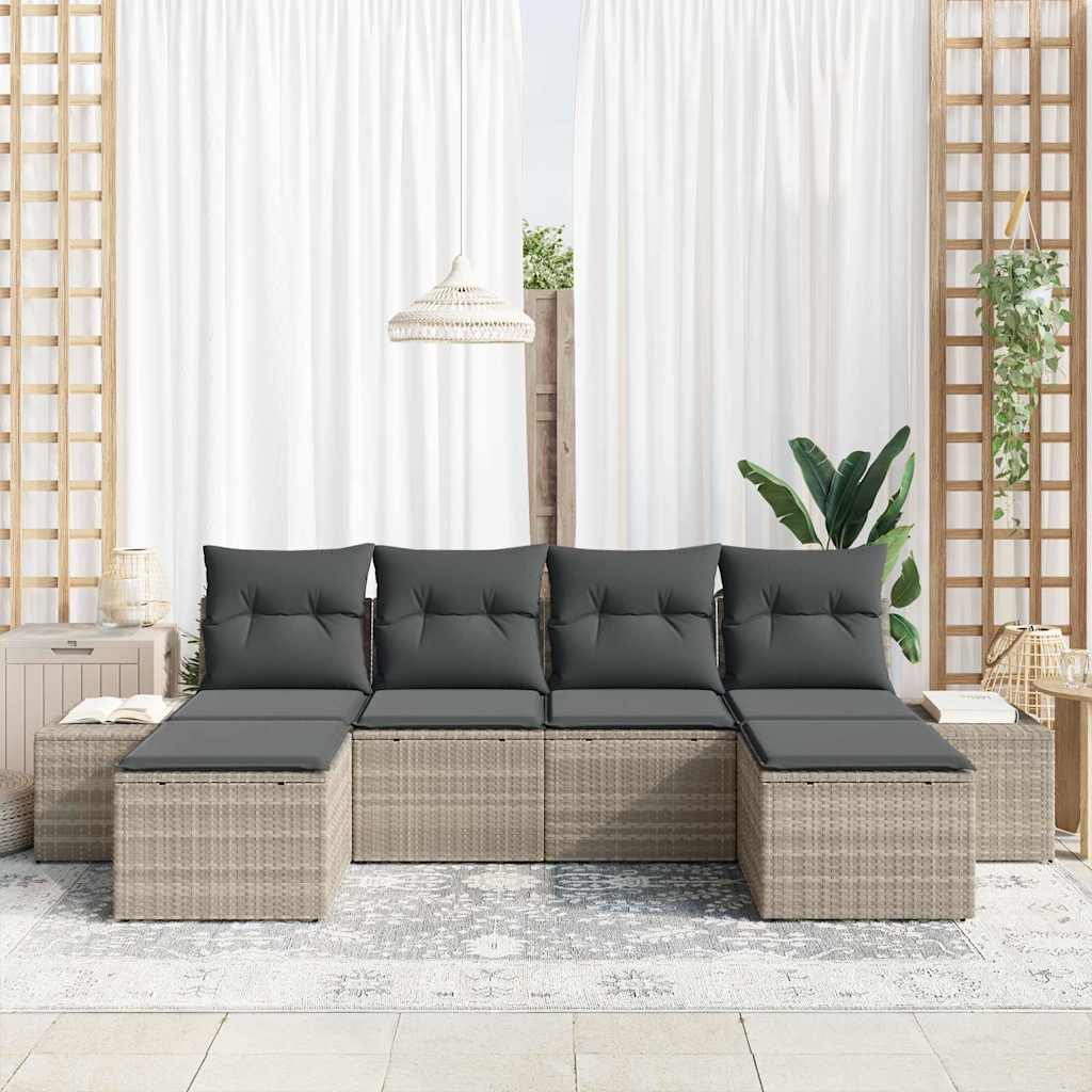 Ensemble de canapé de jardin 6 pcs Gris clair polyrotin - XIOS