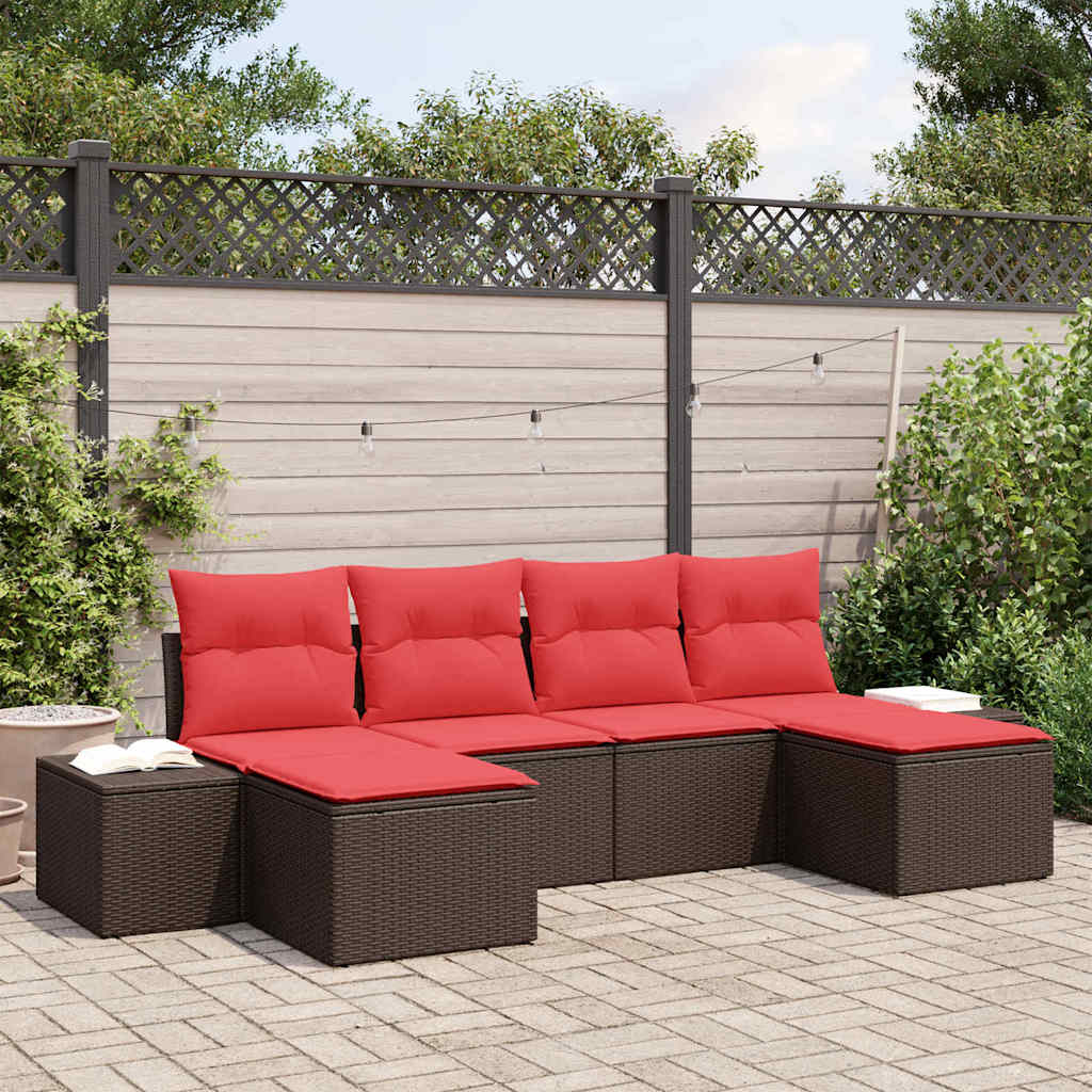 Ensemble de canapé de jardin 6 pcs Marron polyrotin - XIOS
