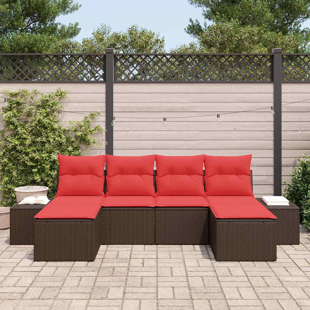 Ensemble de canapé de jardin 6 pcs Marron polyrotin - XIOS