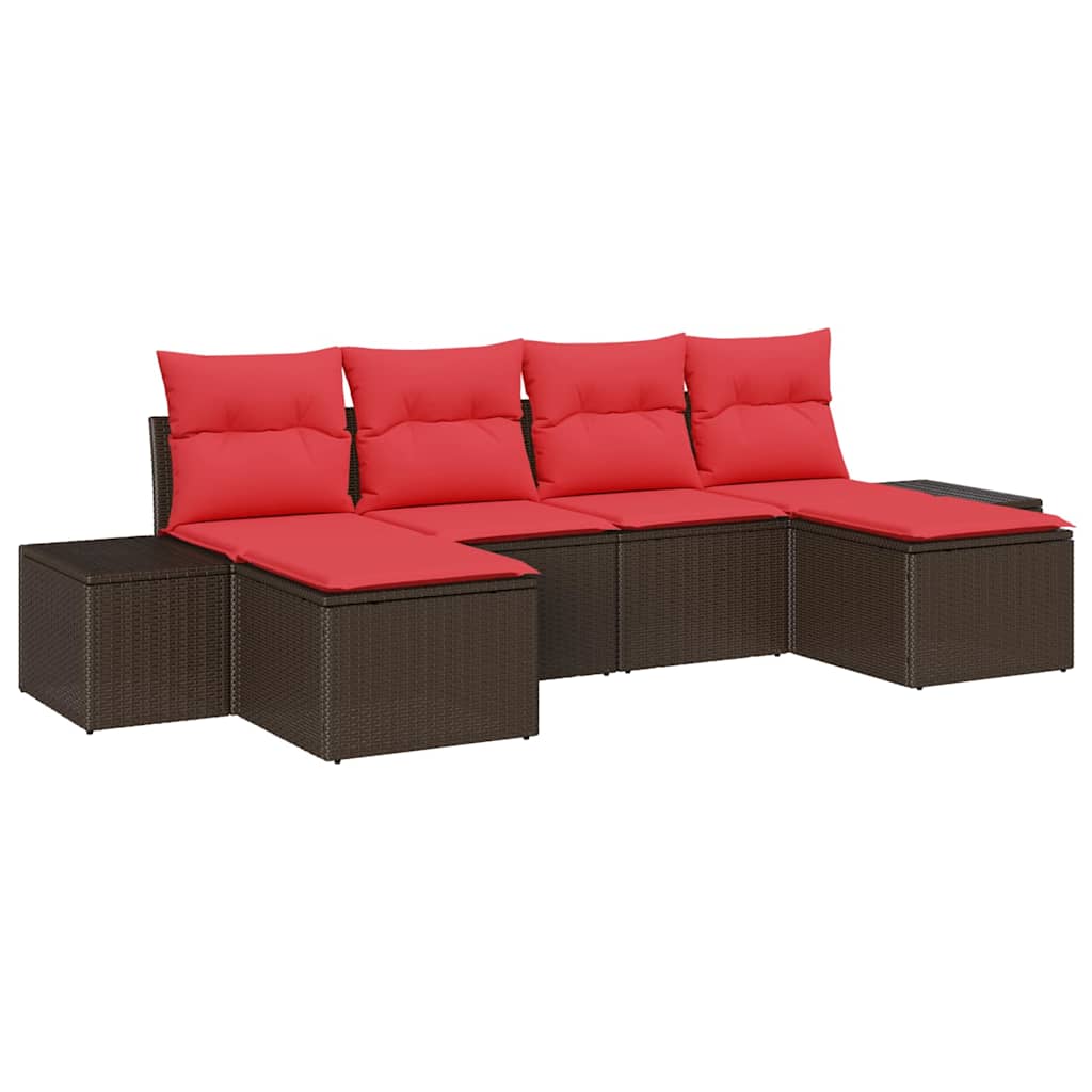 Ensemble de canapé de jardin 6 pcs Marron polyrotin - XIOS