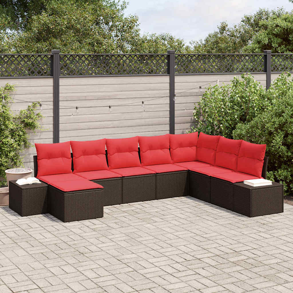 Ensemble de canapé de jardin 8 pcs Marron polyrotin - XIOS