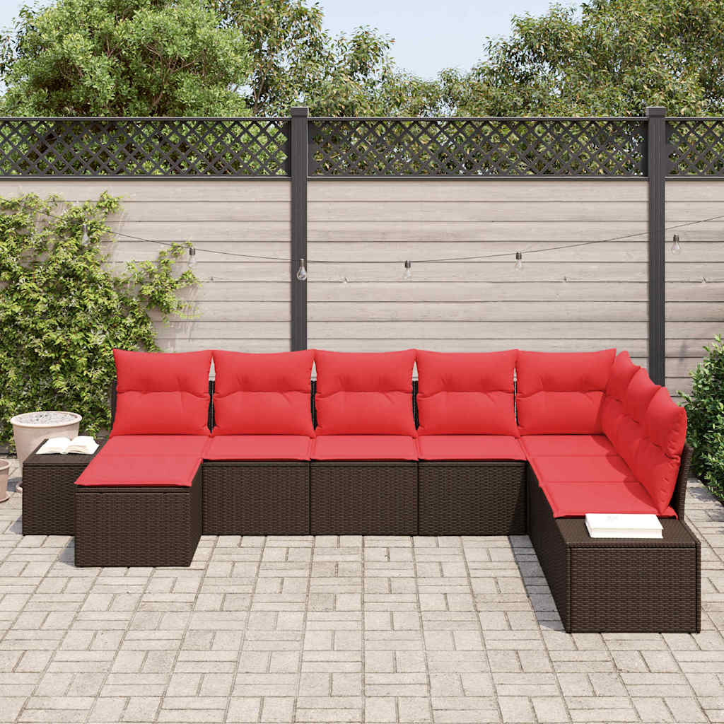 Ensemble de canapé de jardin 8 pcs Marron polyrotin - XIOS