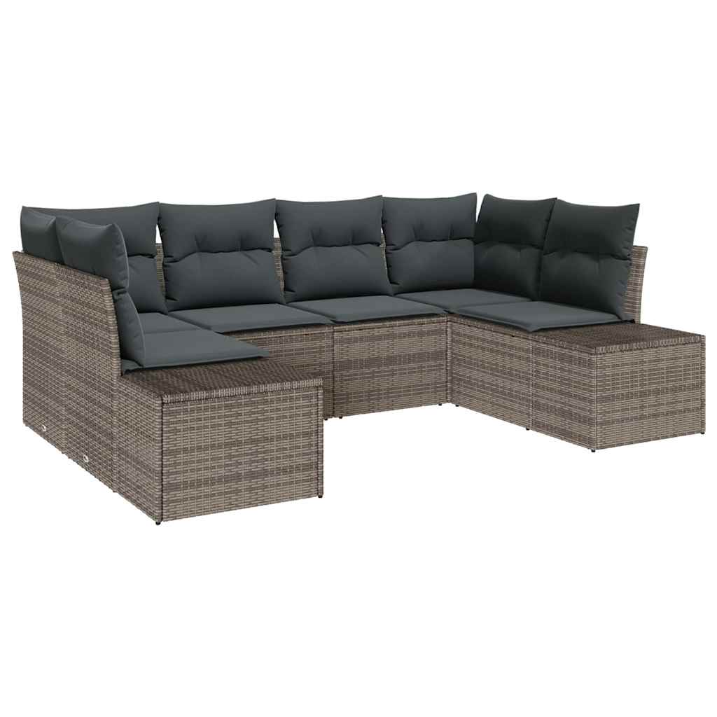 Ensemble de canapé de jardin 6 pc Gris polyrotin