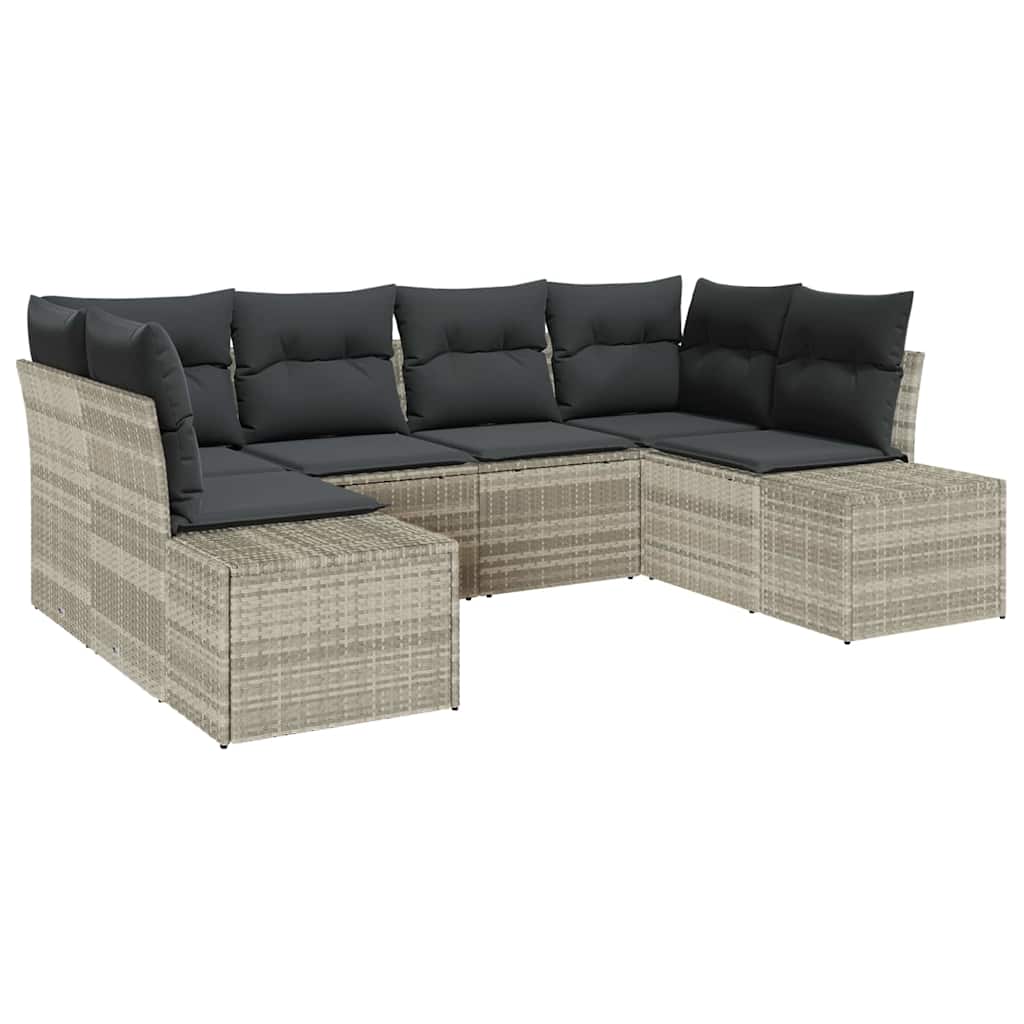 Ensemble de canapé de jardin 6 pc Gris clair polyrotin