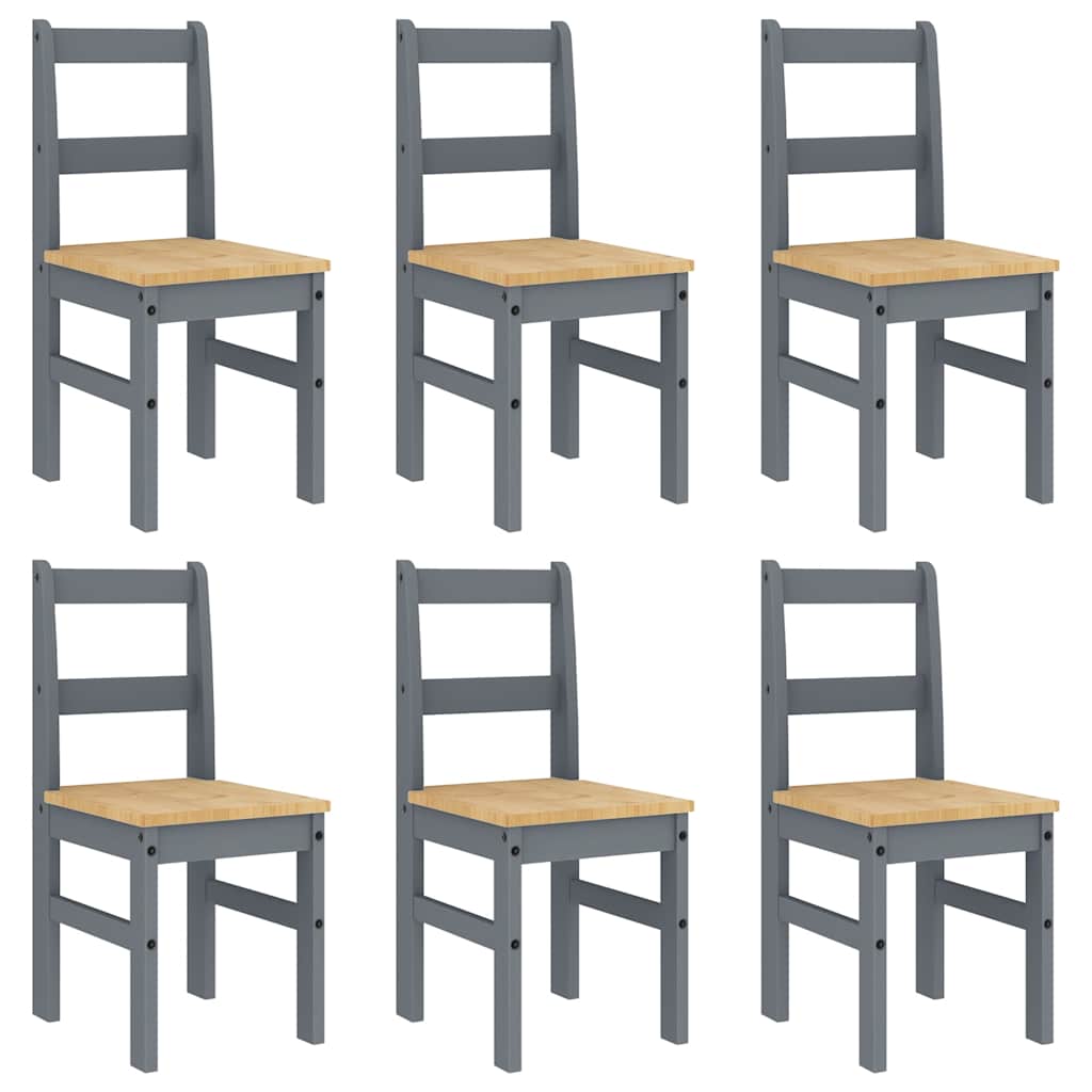 Ensemble à manger Panama 7 pcs gris bois de pin massif
