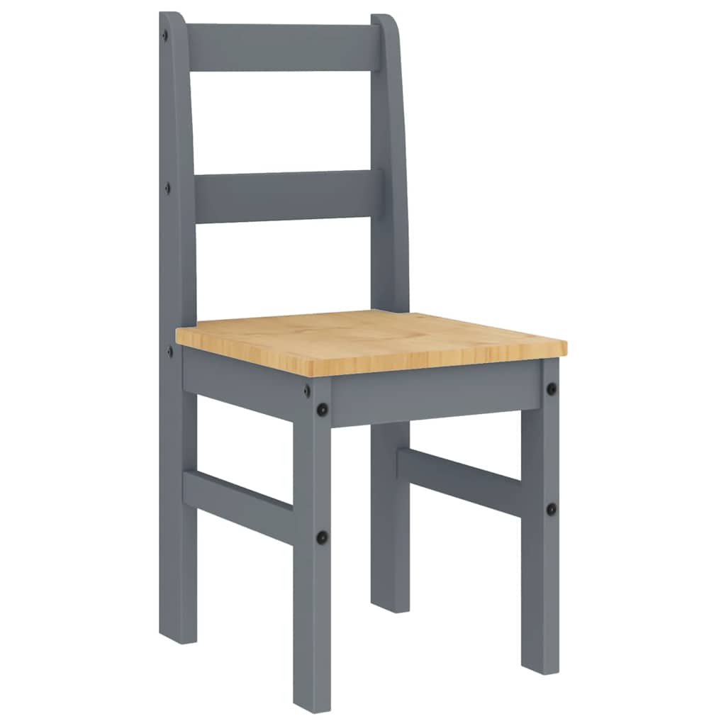 Ensemble à manger Panama 7 pcs gris bois de pin massif
