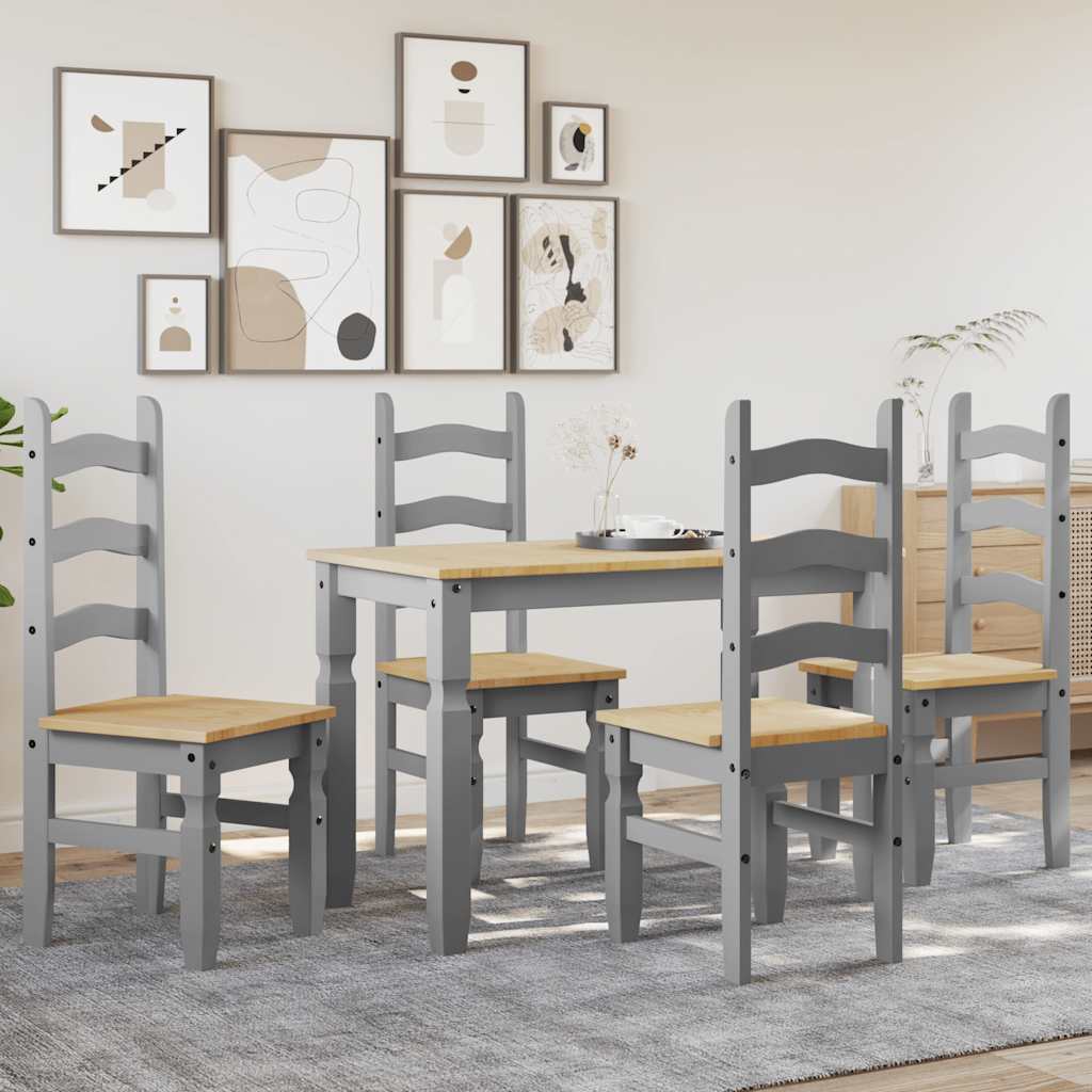 Ensemble à manger Panama 5 pcs gris bois de pin massif - XIOS
