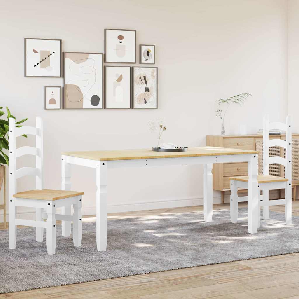 Ensemble à manger Panama 3 pcs blanc bois de pin massif