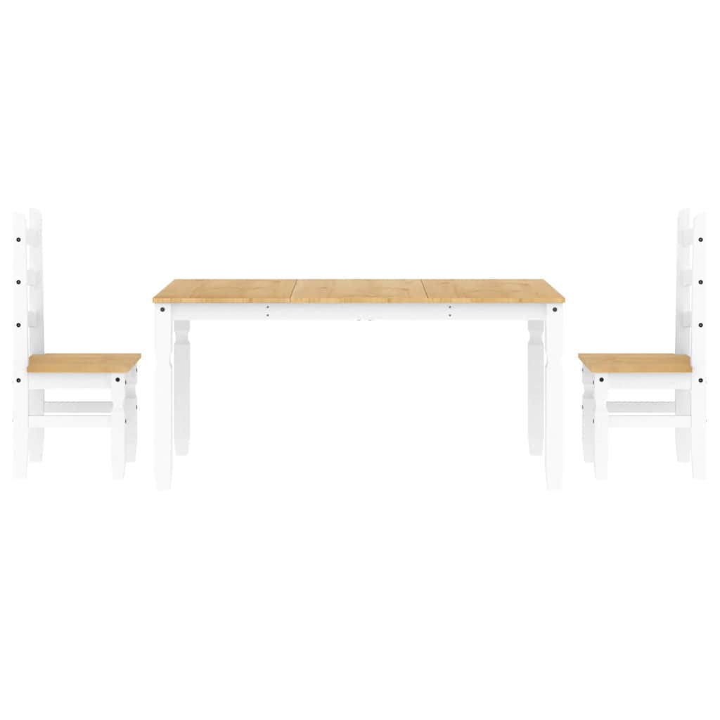 Ensemble à manger Panama 3 pcs blanc bois de pin massif