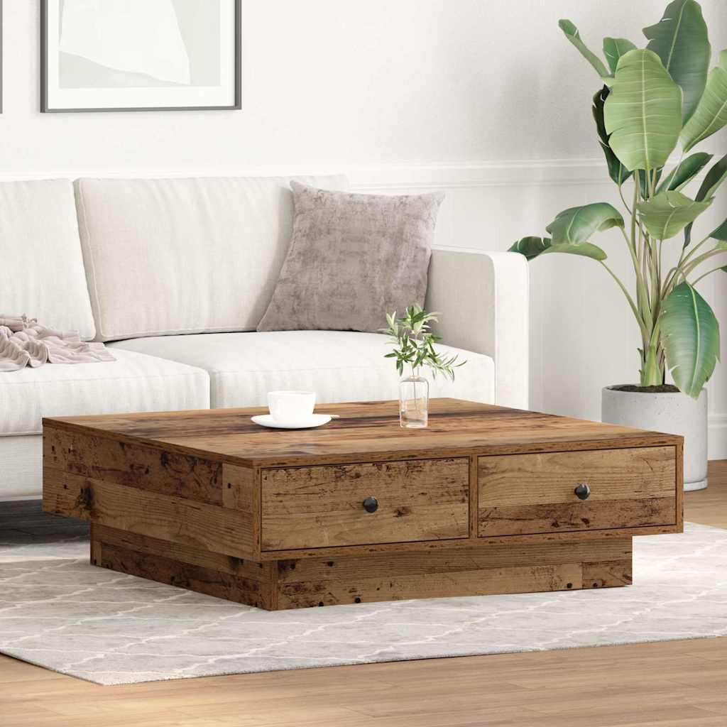 Table basse Bois ancien 90 x 90 x 28 cm Bois d'ingénierie - XIOS