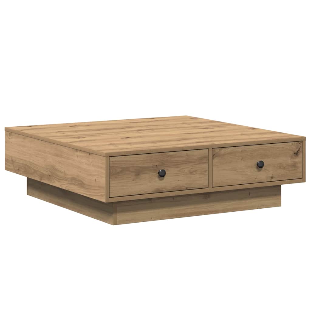 Table basse chêne artisanal 90 x 90 x 28 cm Bois d'ingénierie - XIOS