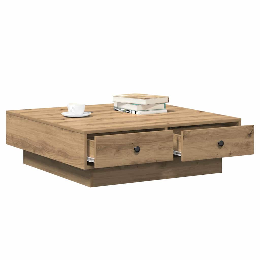 Table basse chêne artisanal 90 x 90 x 28 cm Bois d'ingénierie - XIOS