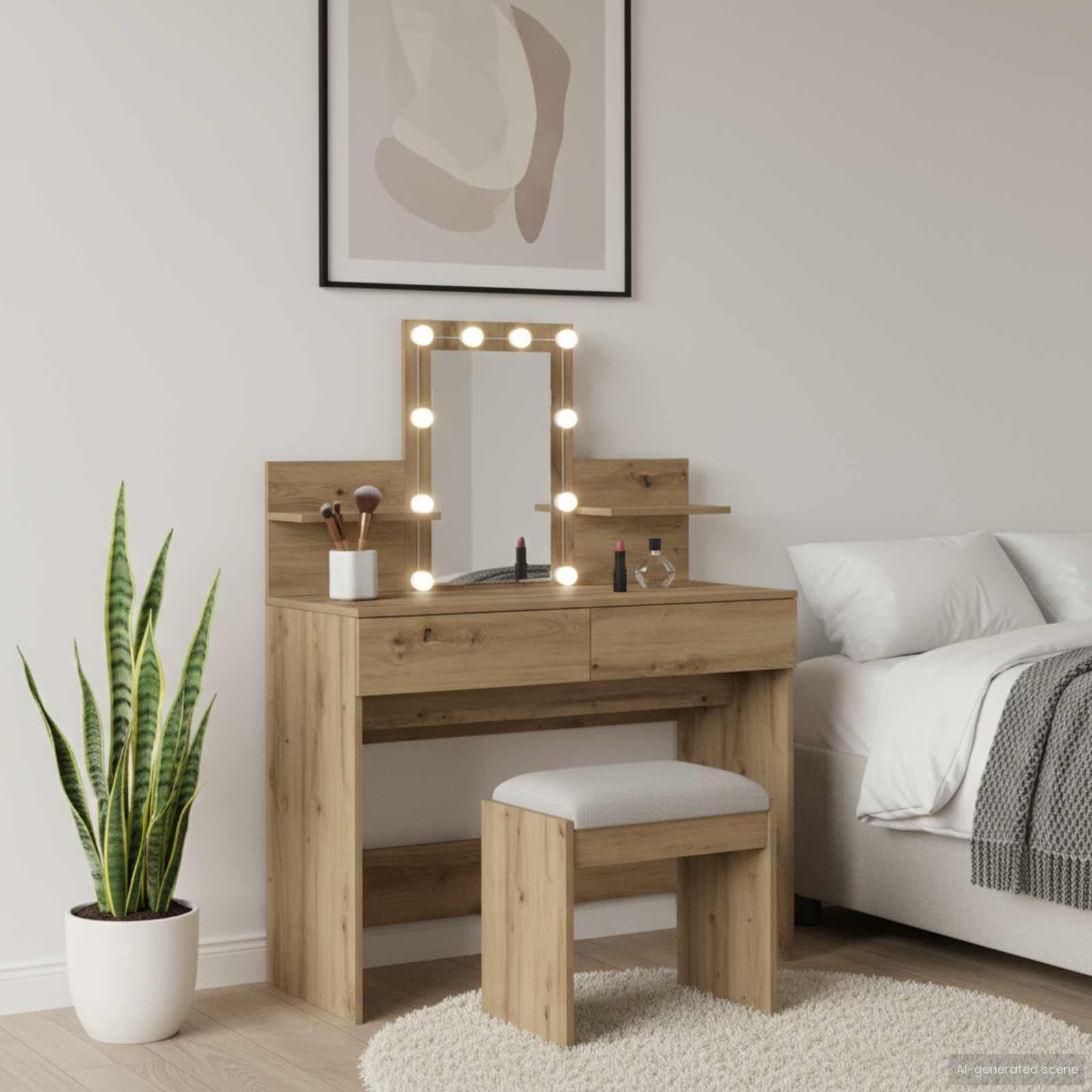 Table de Toilette avec tiroir Chêne artisanal 100 x 40 x 130 cm - XIOS