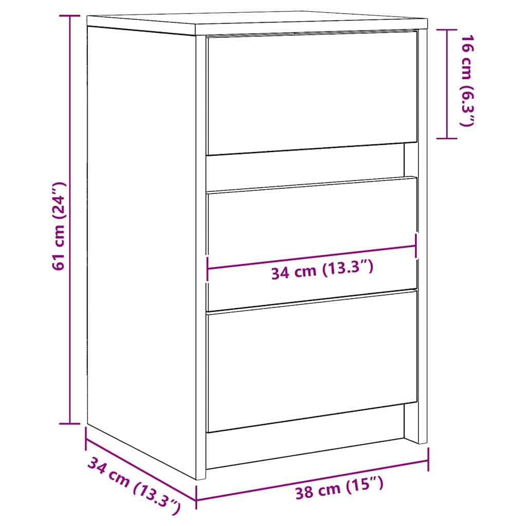 Cabinet de chevet Bois ancien 38 x 34 x 61 cm Bois d'ingénierie - XIOS