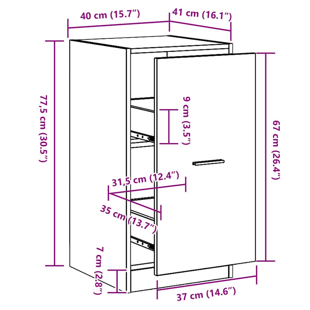 Armoire de pharmacie Chêne noir 40x41x77,5 cm Bois d'ingénierie