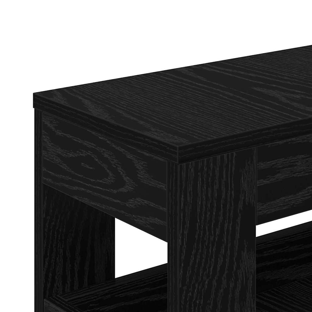 Cabinet de Salle de Bain Étroit Sur Roues Chêne Noir Bois d'Ingénierie