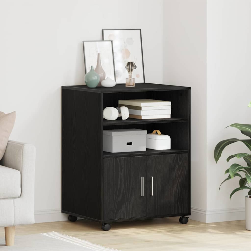 Cabinet à Roulettes avec étagère Chêne noir 60 x 48 x 81 cm - XIOS