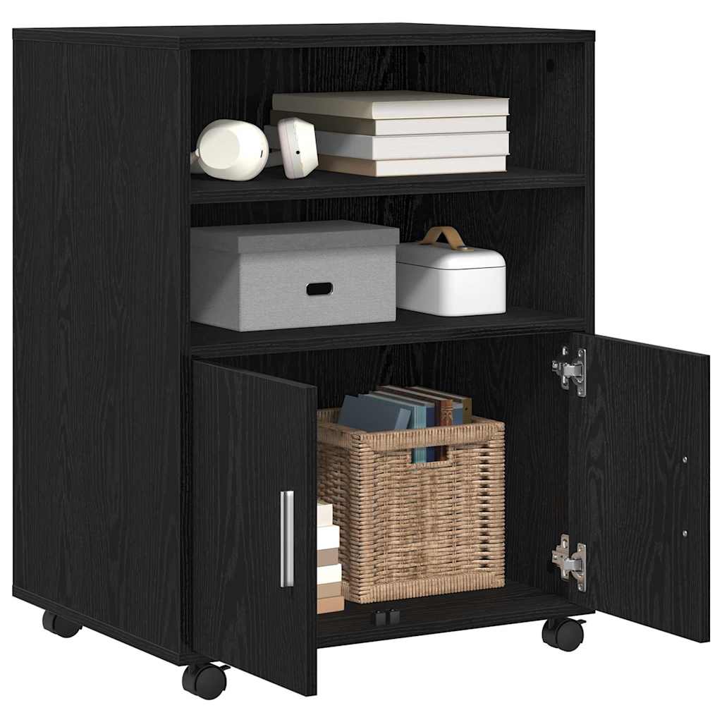 Cabinet à Roulettes avec étagère Chêne noir 60 x 48 x 81 cm - XIOS