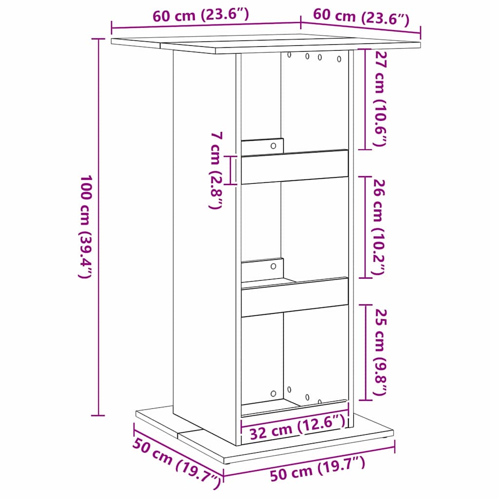 Table de bar Chêne noir 60 x 60 x 100 cm Bois d'ingénierie